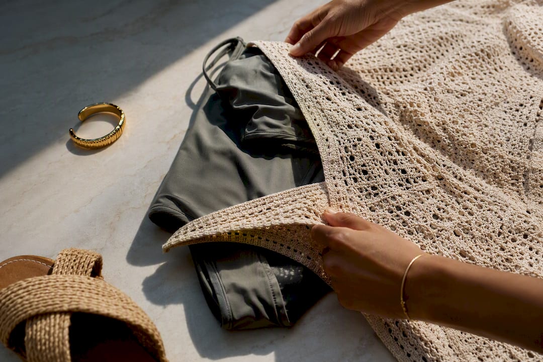 Crochet cover-up texture styled for vacation