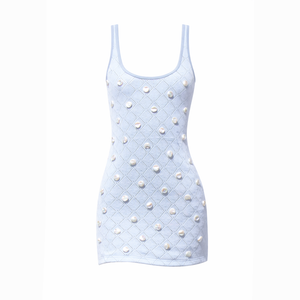 Bleu Dress with Mother-of-Pearls - L'ANIMAL CO