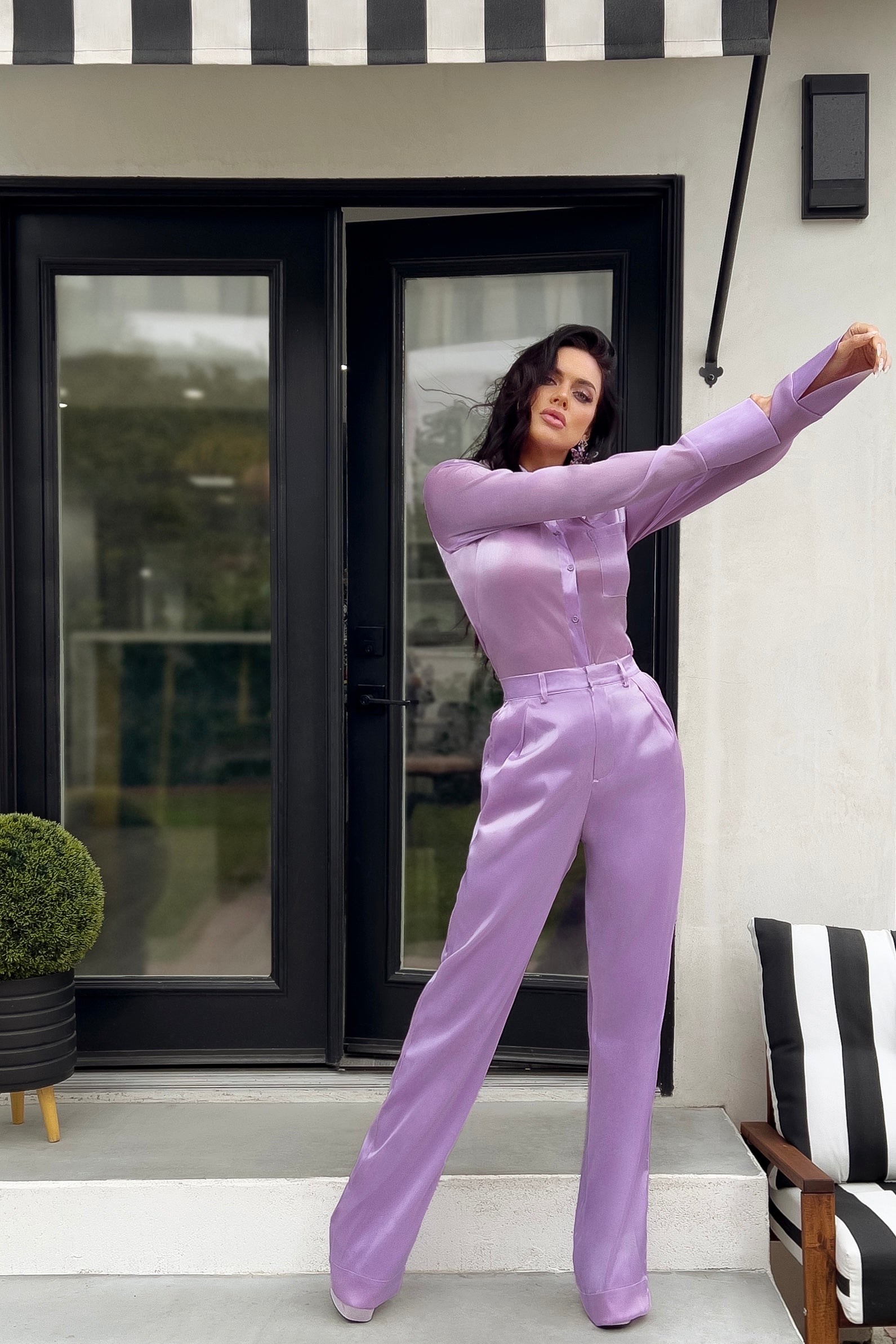 IRIDESCENT FLUID DOUBLE FACED WIDE LEG PANT - L'ANIMAL CO